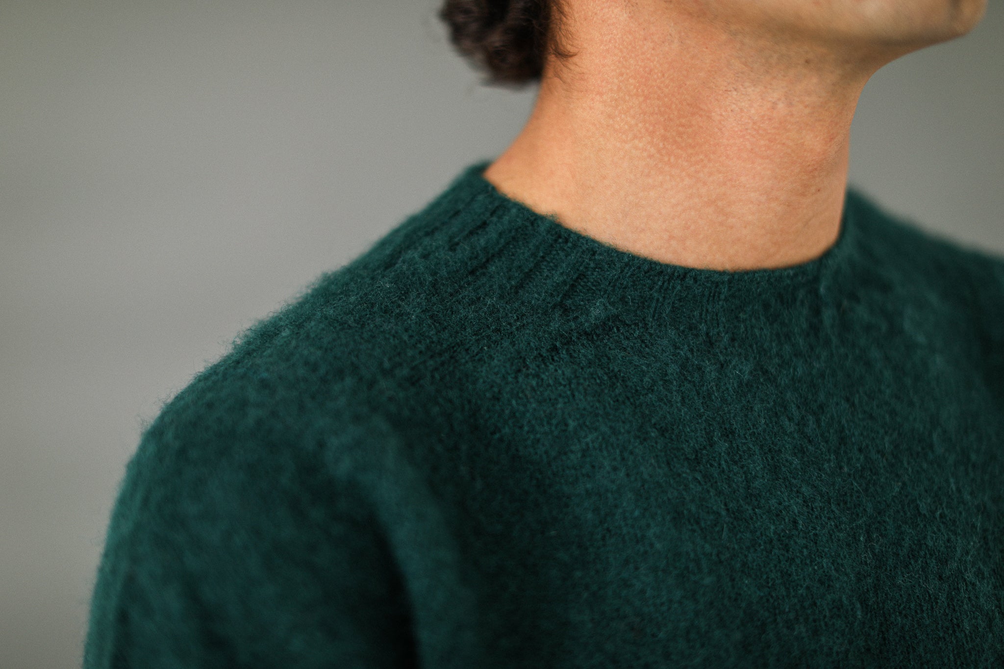 Pull Shetland "Shaggy" Vert Forêt